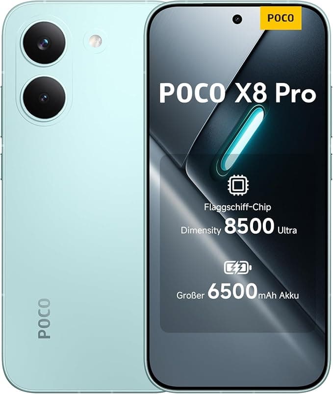 XIAOMI Poco X8 Pro Smartphone 8GB+256GB, Dimensity 8500-Ultra Prozessor, 6500mAh Akku, Ultra-helles AMOLED Display, 50MP Sony IMX882 Hauptkamera mit OIS, Grün, 3 Jahre Garantie