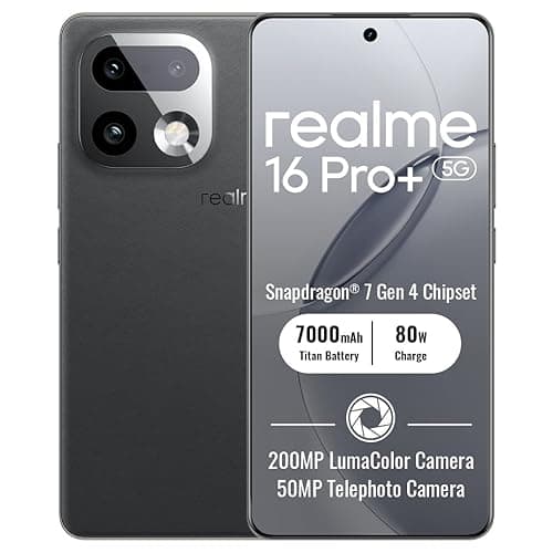 realme 16 Pro+ 5G Smartphone 12+512GB,6,8 Zoll Bildschirm,Pebble Grey,144Hz Display,80W Ultra Charge,7000mAh Akku,200MP Kamera,Snapdragon 7 Gen 4,IP69