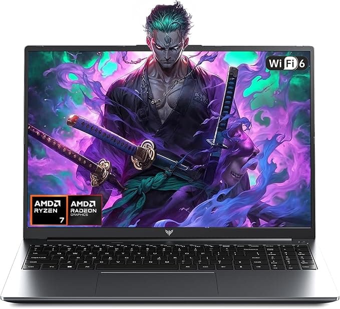 Gaming Laptop,Ryzen 7 H255,Bis zu 4,9 GHz,16GB Ram DDR5 4800MHz 512GB SSD,16 Zoll FHD Display Laptops,Gaming Notebook mit beleuchteter Tastatur,WiFi-6,Metallgehäuse
