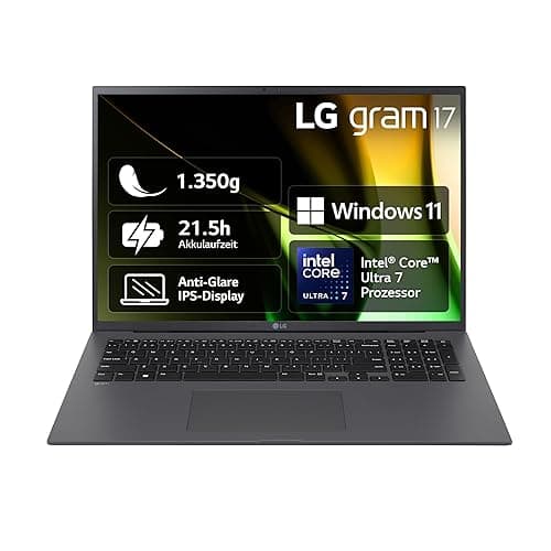 LG gram 17 17Z90S-G.AD7CG (17 Zoll) IPS Notebook, Intel Core Ultra 7 155H, 32GB RAM, 2TB SSD, Intel Arc™ Graphics, federleicht (1,350 kg), 77 Wh, Thunderbolt 4, Grau