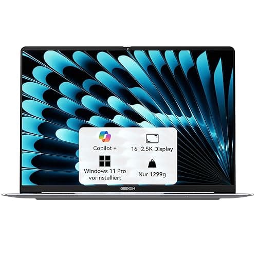 GEEKOM GeekBook X16 Pro Laptop, 1299g Metallgehäuse, 16" 2.5K, Intel Core Ultra 9-185H, 32GB LPDDR5x 7500MT/s, 2TB SSD, USB4, Fingerabdrucksensor, DTS:X Ultra, bis zu 17h Akku, Copilot, Windows 11 Pro
