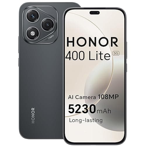 HONOR 400 Lite Smartphone 5G Dual SIM NFC, 256GB/8GB RAM, Simlockfrei Android-Handy ohne Vertrag (108MP mit AI-Kamerataste, 6,7 Zoll Display, 5230mAh, Android 15) Velvet Black