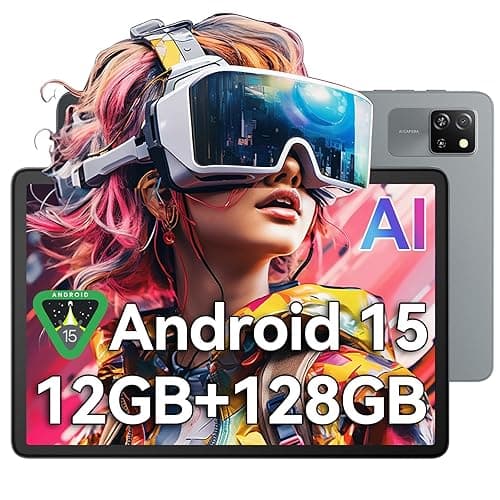 Blackview Tablet Android 15 Tab60 WiFi 10 Zoll PC Tablet, 12GB(4+8) RAM + 128GB ROM (2TB TF), Gaming Tablets Octa Core WiFi 6, 1280 x 800 HD, 5100mAh Akuu,Widevine L1 Type C,Dual Kamera, Face ID, GPS
