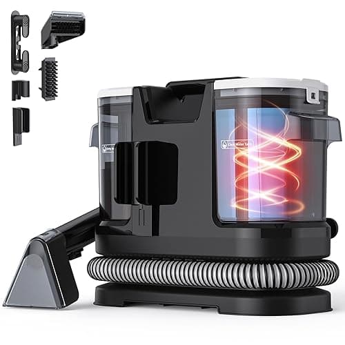 Lubluelu Nasssauger Polsterreiniger Gerät 600 W, 20 kPa Teppichreiniger Waschsauger, tragbarer Teppichreiniger mit 10-Sek.-Heizfunktion, Selbstreinigung und langem Schlauch für Teppiche, Sofas & Auto