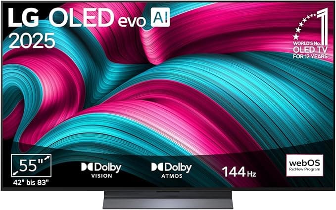 LG OLED55C5ELB TV 55 Zoll (139 cm) 4K OLED evo AI TV (α9 Gen8 4K AI Prozessor, webOS 25, 120Hz (VRR bis zu 144Hz)) [Modelljahr 2025]