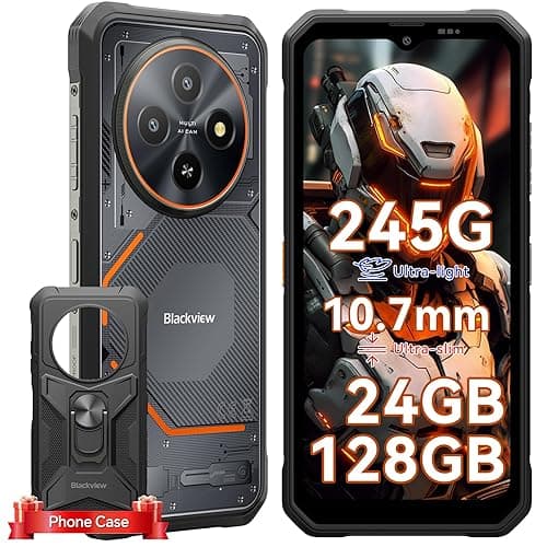 Blackview Fort 2 Outdoor Handy Android 15, 24(8+16) GB+128GB/2TB, Ultra-Dünn 10.7 mm Outdoor Smartphone Ohne Vertrag, Gemini AI, 6.56" HD+90 Hz, IP69K Wasserdicht 16MP+13MP, 4G Dual/NFC/OTG/GPS/245g