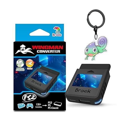 Brook Wingman PS2 Converter – Drahtloser Adapter für PS4/PS3 auf PS2/PS1/PS Classic, Unterstützt Xbox & Switch Controller, Retro Gaming Adapter mit Schlüsselanhänger [Exklusive Version]