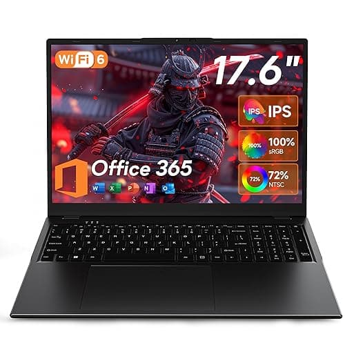 Jumper Laptop 17,6 Zoll, Celeron Quad core, Office 365, 16GB RAM 512GB SSD + 128GB eMMC, 100% sRGB FHD Display, QWERTY Leuchtende Tastatur, mit Deutscher Tastaturfolie, 7000mAh, für Studenten.