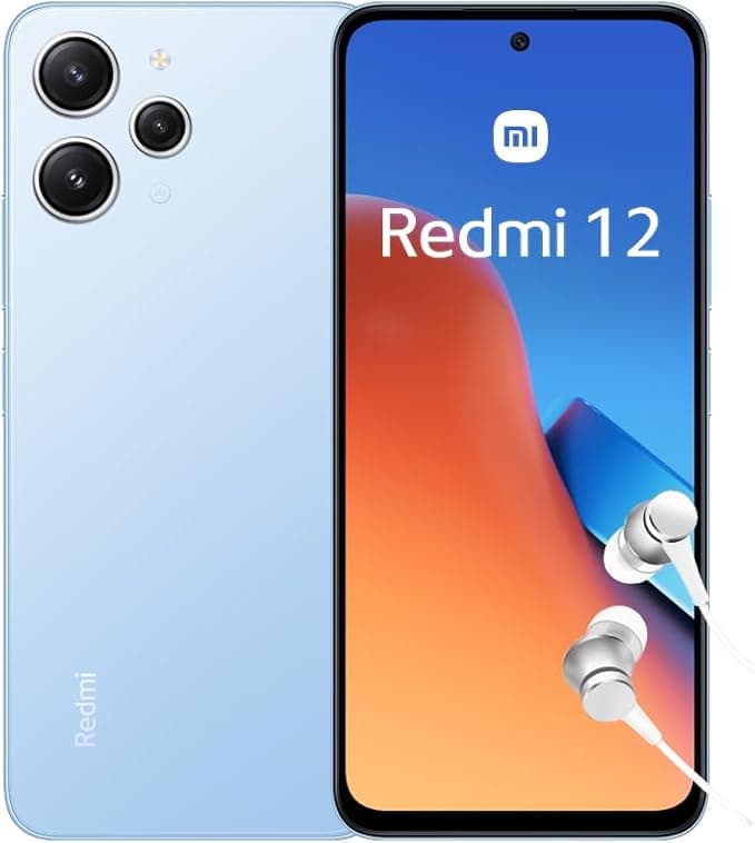 XIAOMI Redmi 12 Smartphone + Kopfhörer, 4+128GB, Handy ohne Vertrag, 6,79" FHD+ Display, 5.000 mAh, 50MP Kamera, 18W Fast-Charging, Dual-SIM, Sky Blue (2 Jahre Garantie + DE Version)