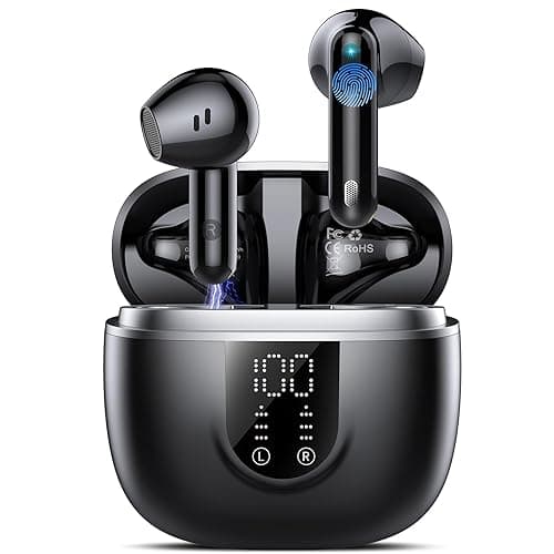 Bluetooth Kopfhörer, Kopfhörer Kabellos Bluetooth 5.4, Hi-Fi Sound in-Ear-Kopfhörer mit ENC Noise Cancelling, 45 Std Spielzeit, LED Anzeige, IP7 Wasserdicht Ohrhörer für Arbeit und Studium, Schwarz