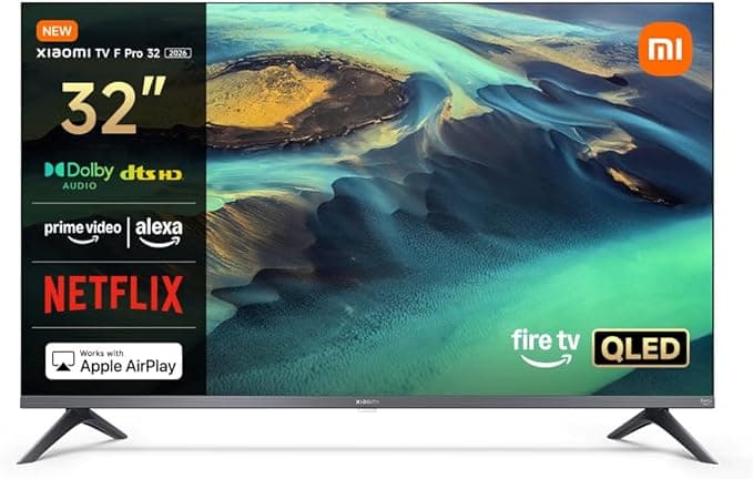 Xiaomi TV F Pro 32, 32 Zoll (81 cm), QLED, Smart TV, Fire OS7, Triple Tuner DVB-C/S/S2/T/T2,Dolby Audio™, DTS Virtual:X, DTS-HD, Sprachsteuerung mit Alexa, Kompatibel mit Apple AirPlay