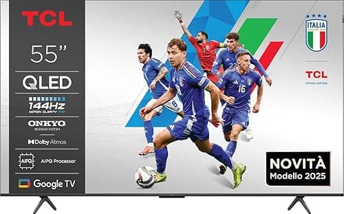TCL 55P8K 55 Zoll QLED 4K HDR UHD Fernseher, Smart Google TV (Dolby Vision & Atmos, 144Hz Motion Clarity Pro, FreeSync, Onkyo 2.1 Sound, Sprachsteuerung, Kompatibel mit Google Assistant, Google Cast)