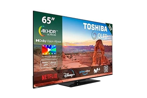 Toshiba 65QV3463DG Smart TV QLED 4K UHD 65 Zoll, Rahmenlos, mit HDR10, Dolby Audio, kompatibel mit Alexa-Sprachassistent, Bluetooth.