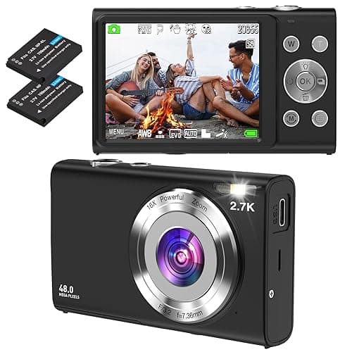 Digitalkamera, STUOGYUM Autofokus Vlogging Kamera FHD 2.7K 48MP Fotokamera Digitalkamera, Wiederaufladbare Kompaktkamera für YouTube Vlogging für Fotografie-Anfänger (Schwarz)