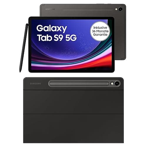 Samsung Galaxy Tab S9 AI-Android-Tablet, 5G, 128 GB / 8 GB RAM, MicroSD-Kartenslot, Inkl. S Pen, Simlockfrei ohne Vertrag, Graphit+Keyboard Cover Slim, Black