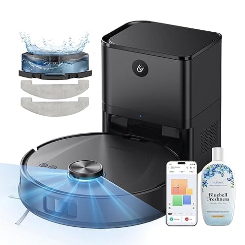 Ultenic T20 Pro Saugroboter mit Wischfunktion 8000 Pa, Staubsauger Roboter mit Absaugstation 3,5 L, Staubsaugroboter für Tierhaare Teppich Böden, AI-gestützte Laser-Hindernisvermeidung, APP-Bedienbar