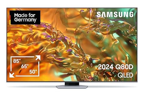 Samsung QLED 4K Q80D Fernseher 65 Zoll, Neural Quantum 4K AI Gen2 Prozessor, AI Upscaling, Direct Fully Array, Smart TV, KI TV, GQ65Q80DATXZG, Deutsches Modell