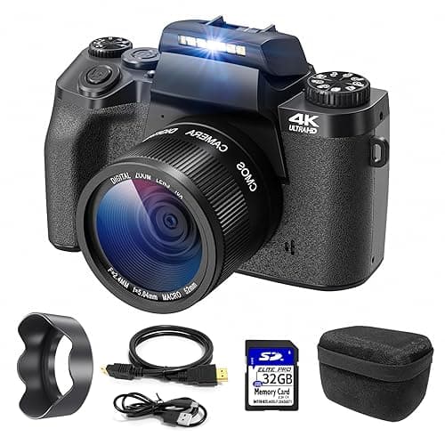 Digitalkamera 4K, CCN 64MP Fotokamera mit 3.0" Touchscreen, 16X Digitalzoom Kompaktkamera mit WiFi Funktion, mit Kameratasche, Haube, 32GB TF-Karte, Schwarz